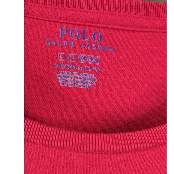 Polo Ralph Lauren T-Shirt Large Custom Slim Fit Red Long Sleeve Pre Owned - Picture 3 of 10
